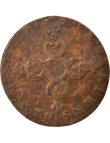 Louis XIV Dardenne 6 deniers Cuivre 1711 H La Rochelle