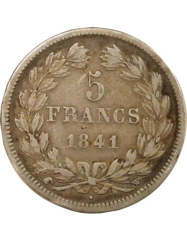 Louis-Philippe Ier Tranche en Relief 5 francs Argent 1841 Lile