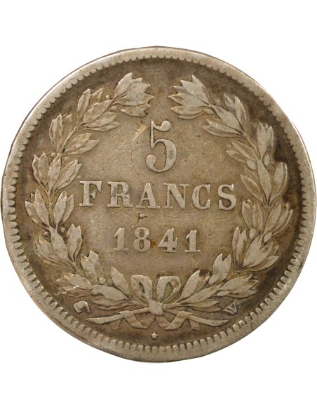 Louis-Philippe Ier Tranche en Relief 5 francs Argent 1841 Lile