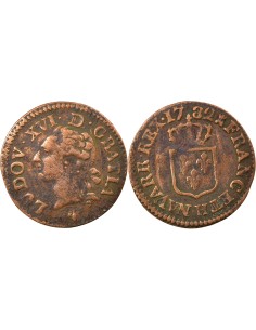 Louis XVI A l'Ecu 1 liard Cuivre 1782 H La Rochelle