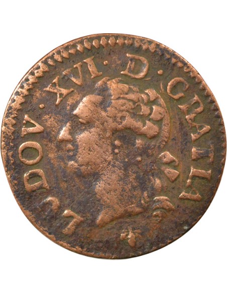 Louis XVI A l'Ecu 1 liard Cuivre 1782 H La Rochelle