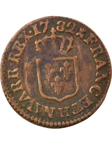 Louis XVI A l'Ecu 1 liard Cuivre 1782 H La Rochelle