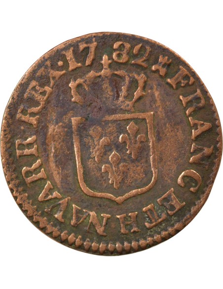 Louis XVI A l'Ecu 1 liard Cuivre 1782 H La Rochelle