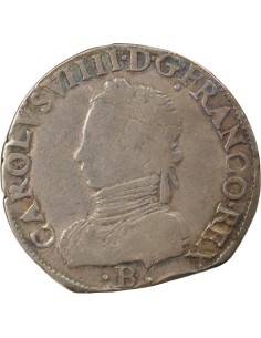 Charles IX 2e Type teston Argent 1563 B Rouen 2