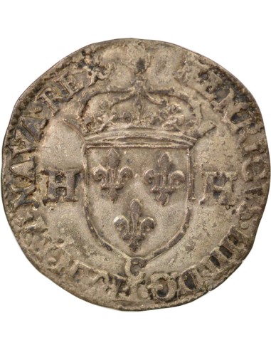 Roi de Navarre et de France Aux Deux H 1 douzain Billon 1591 C Saint-Lô