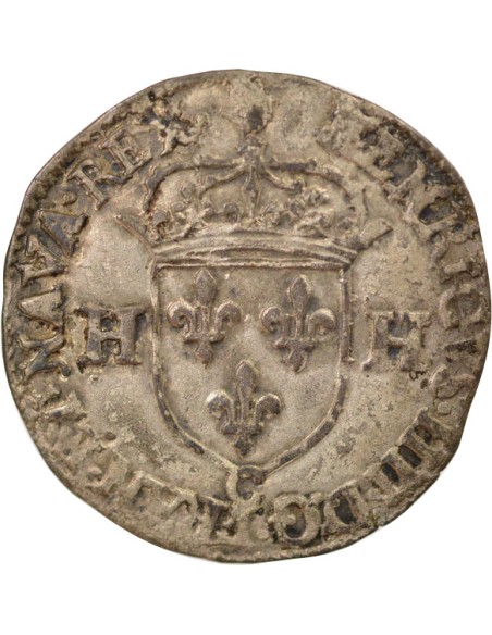 Roi de Navarre et de France Aux Deux H 1 douzain Billon 1591 C Saint-Lô