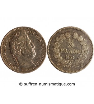 LOUIS PHILIPPE﻿ - 1/4 FRANC ARGENT 1834 W LILLE