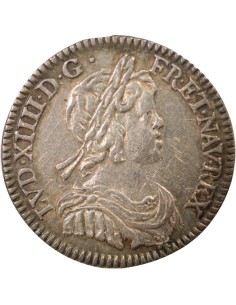 Louis XIV A la Mèche Longue 1/12 ecu Argent 1644 A - Paris 2