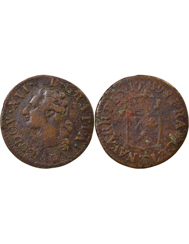 Louis XVI A l'Ecu 1 liard Cuivre 1789 T Nantes