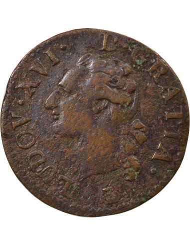 Louis XVI A l'Ecu 1 liard Cuivre 1789 T Nantes