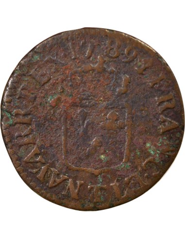 Louis XVI A l'Ecu 1 liard Cuivre 1789 T Nantes