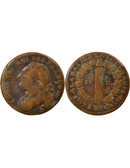 Louis XVI au Faisceau 12 denier Cuivre 1792 B Rouen