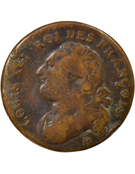 Louis XVI au Faisceau 12 denier Cuivre 1792 B Rouen