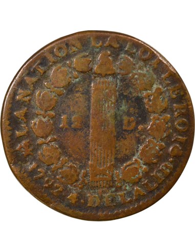 Louis XVI au Faisceau 12 denier Cuivre 1792 B Rouen