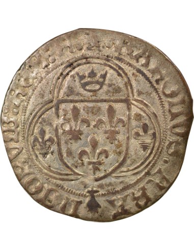 Charles VIII A la Couronne 1 blanc à la couronne Billon 1491-1498 9 Rennes