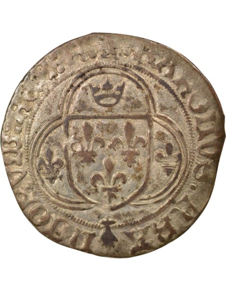 Charles VIII A la Couronne 1 blanc à la couronne Billon 1491-1498 9 Rennes