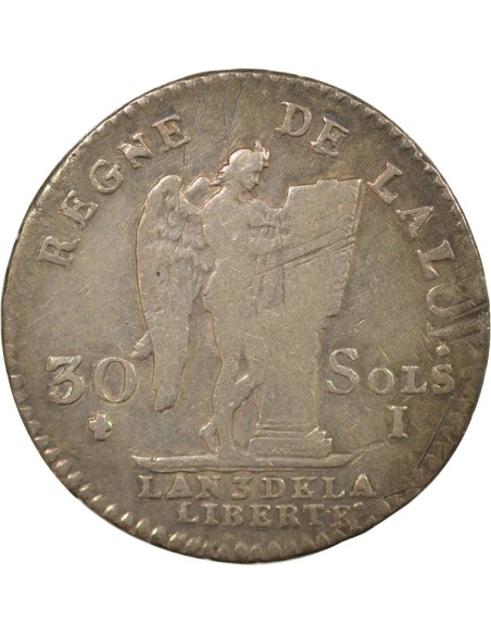 Louis XVI Au Génie 30 sols Argent 1791 I Limoges