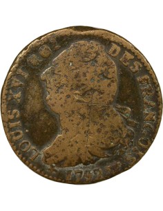 Louis XVI au Faisceau 2 sols Cuivre 1792 W Lille 2