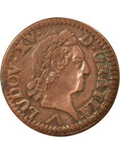 Louis XV A la Vieille Tête 1 liard Cuivre 1774 W Lille 2