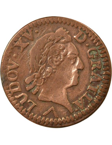 Louis XV A la Vieille Tête 1 liard Cuivre 1774 W Lille