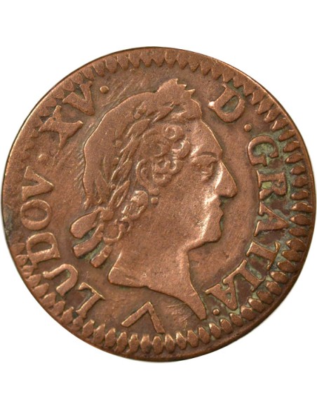 Louis XV A la Vieille Tête 1 liard Cuivre 1774 W Lille