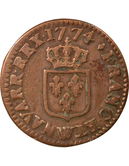 Louis XV A la Vieille Tête 1 liard Cuivre 1774 W Lille