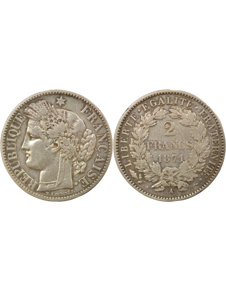 Céres - Demeter IIIe République 2 francs Argent 1871 A - Paris
