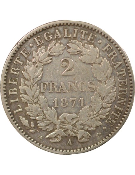 Céres - Demeter IIIe République 2 francs Argent 1871 A - Paris
