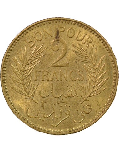 Tunisie Chambre de Commerce 2 francs Bronze-Alu 1945 A Paris