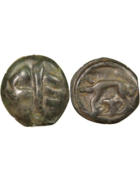 Gaule A la tête d'Indien 1 potin Potin 75-50 Av JC