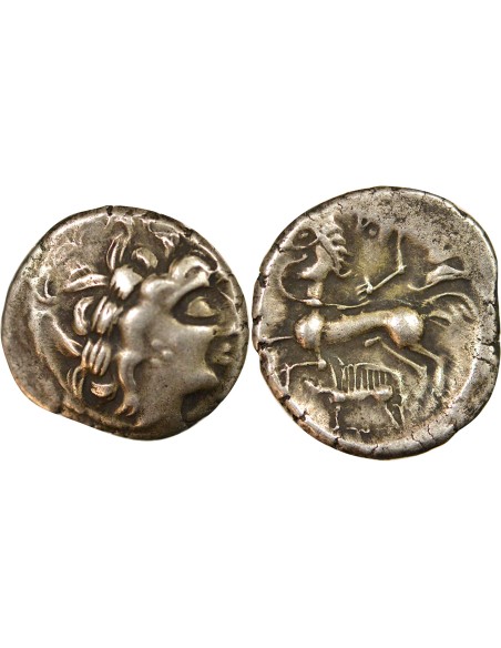 Gaule Au décor sur la joue 1 statere Billon 80-60 AV JC