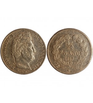 LOUIS PHILIPPE﻿ - 1/4 FRANC ARGENT 1837 A PARIS 2