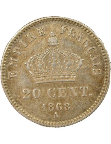 Napoléon III Grand Module 20 centimes Argent 1868 A - Paris