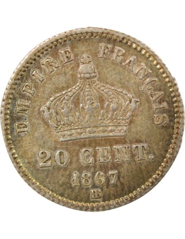 Napoléon III Grand Module 20 centimes Argent 1867 BB Strasbourg