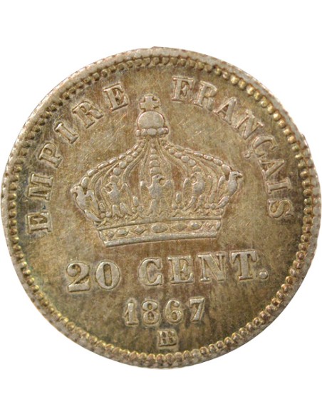 Napoléon III Grand Module 20 centimes Argent 1867 BB Strasbourg