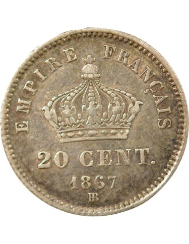 Napoléon III Grand Module 20 centimes Argent 1867 BB Strasbourg