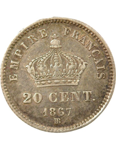 Napoléon III Grand Module 20 centimes Argent 1867 BB Strasbourg