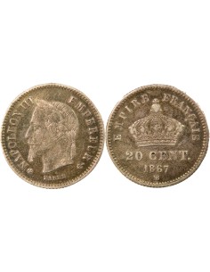Napoléon III Grand Module 20 centimes Argent 1867 BB Strasbourg