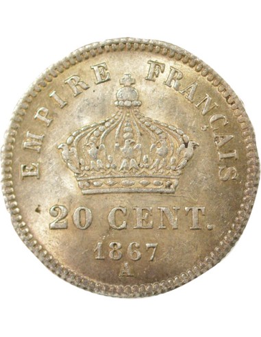 Napoléon III Grand Module 20 centimes Argent 1867 A - Paris