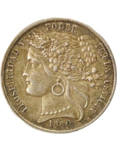 Pérou 1 peseta Argent 1880 2