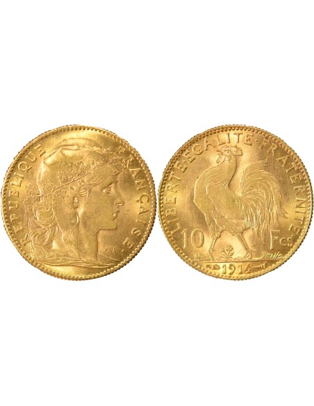 Coq 10 francs Or 1914 A - Paris