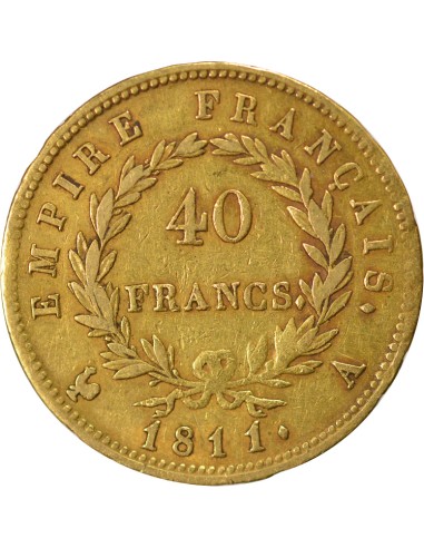 Roi d'Italie Tête Laurée 40 francs Or 1811 A - Paris