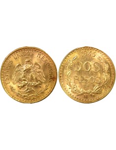 Mexique 2 pesos Or 1945 (1951-1972) Mo Mexico City