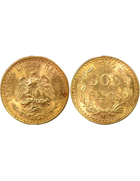 Mexique 2 pesos Or 1945 (1951-1972) Mo Mexico City