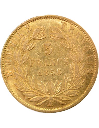 Napoléon III Tête nue 5 francs Or 1856 A - Paris