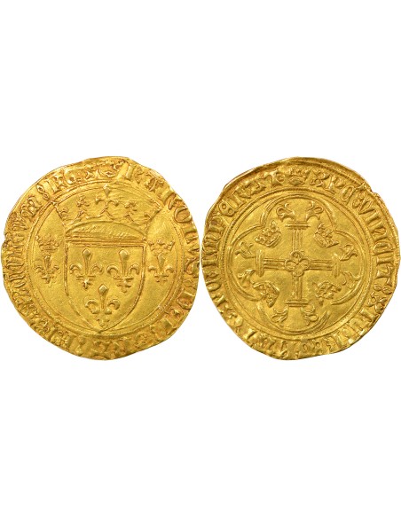 Charles VII A la Couronne 1 ecu d'or Or 1450-1461 B Rouen