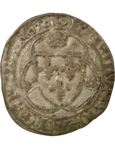 Charles VII A la Couronne 1 blanc à la couronne Billon 1456-1461 K Bordeaux 2