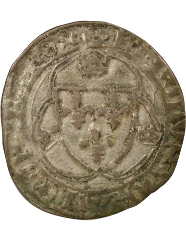 Charles VII A la Couronne 1 blanc à la couronne Billon 1456-1461 K Bordeaux