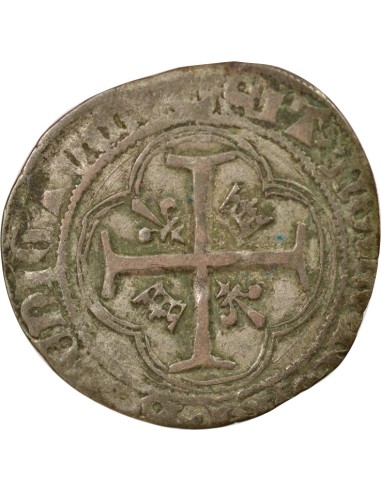 Charles VII A la Couronne 1 blanc à la couronne Billon 1456-1461 K Bordeaux