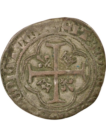 Charles VII A la Couronne 1 blanc à la couronne Billon 1456-1461 K Bordeaux